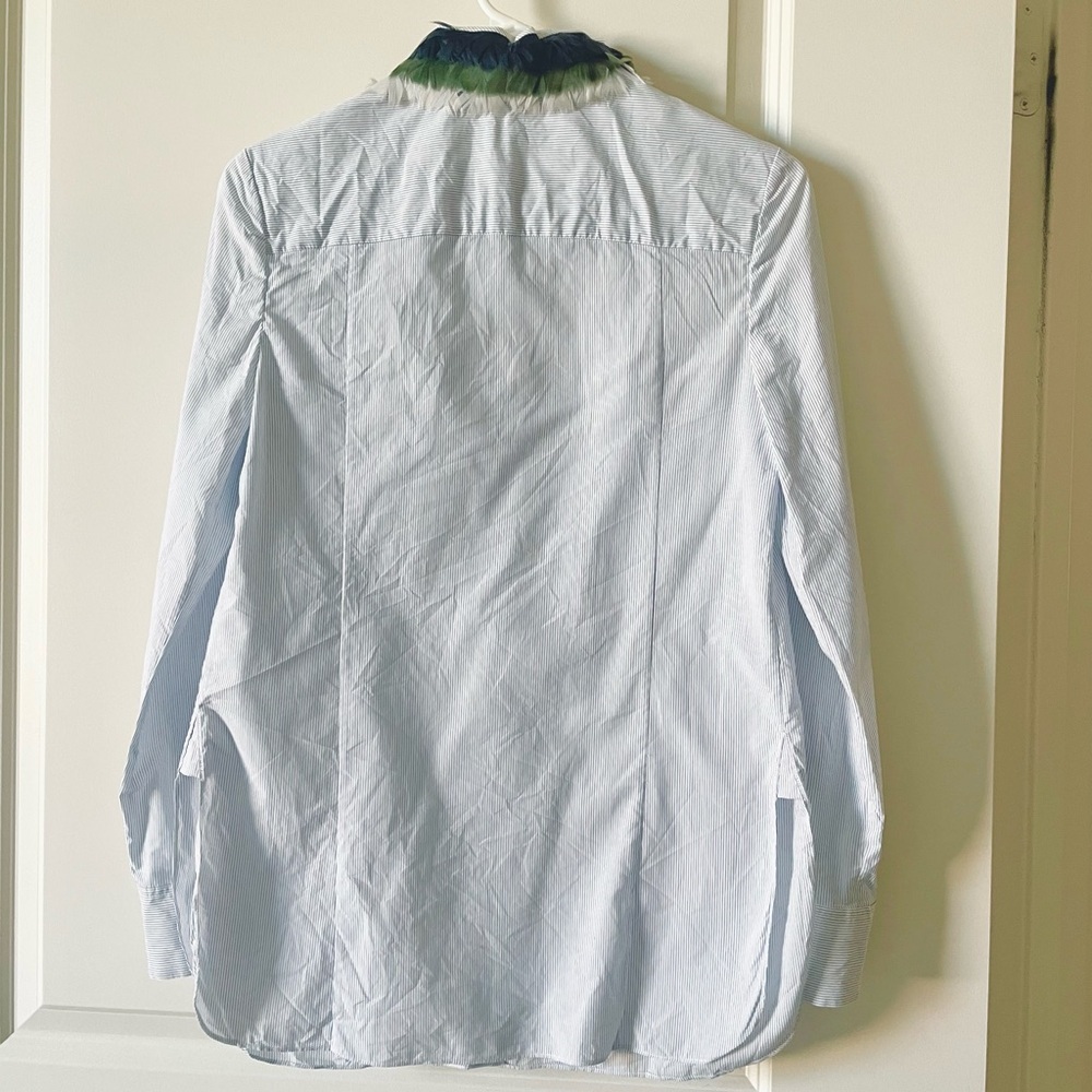 Tory Burch feather embellished collar stripe poplin shirt 0 - Picture 4 of 5